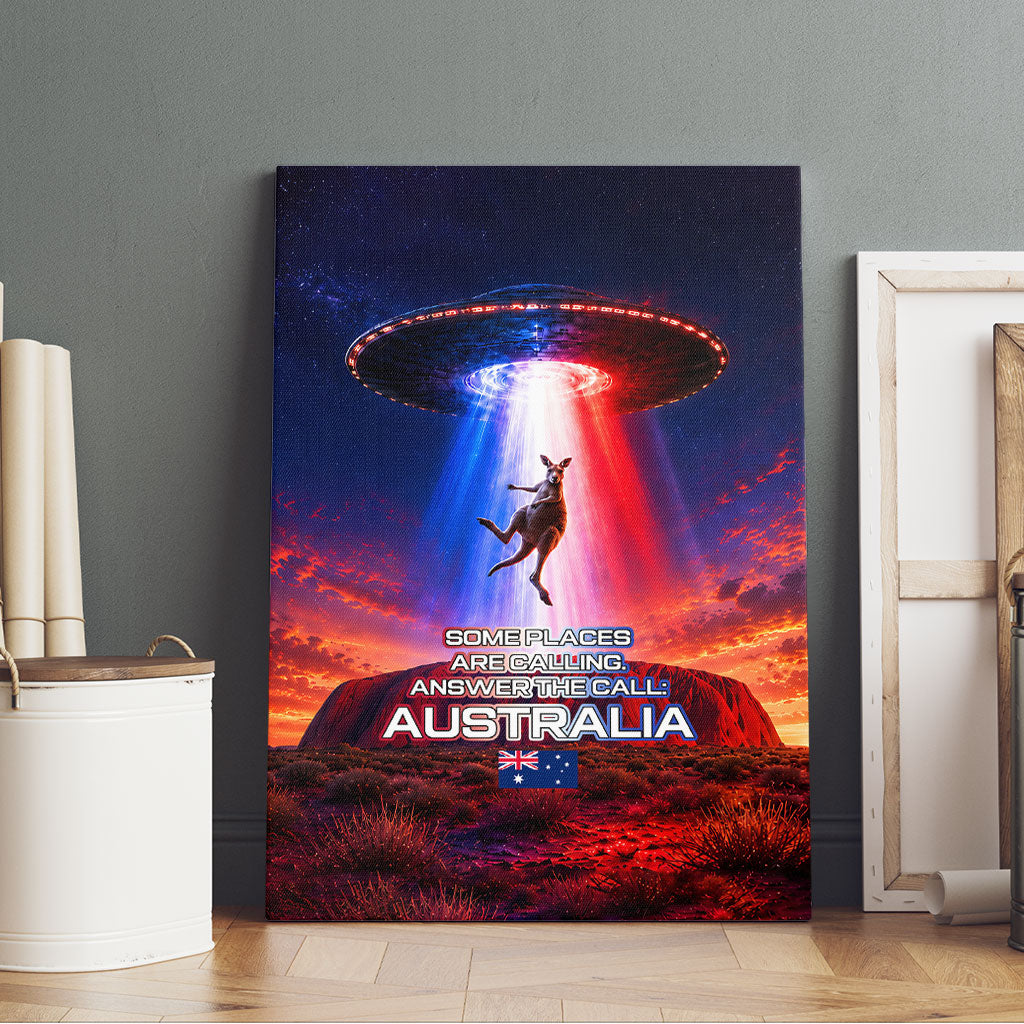 Australia Koala And Kangaroo UFO Canvas Wall Art Sci-Fi Galaxy Opera House And Uluru