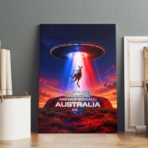 Australia Koala And Kangaroo UFO Canvas Wall Art Sci-Fi Galaxy Opera House And Uluru