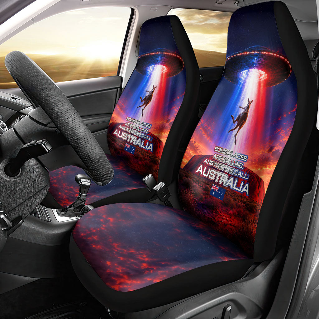 Australia Koala And Kangaroo UFO Car Seat Cover Sci-Fi Galaxy Opera House And Uluru