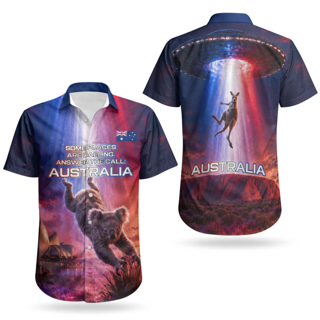 Australia Koala And Kangaroo UFO Couples Matching Mermaid Dress and Hawaiian Shirt Sci-Fi Galaxy Opera House And Uluru