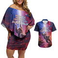 Australia Koala And Kangaroo UFO Couples Matching Off Shoulder Short Dress and Hawaiian Shirt Sci-Fi Galaxy Opera House And Uluru