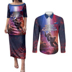 Australia Koala And Kangaroo UFO Couples Matching Puletasi and Long Sleeve Button Shirt Sci-Fi Galaxy Opera House And Uluru