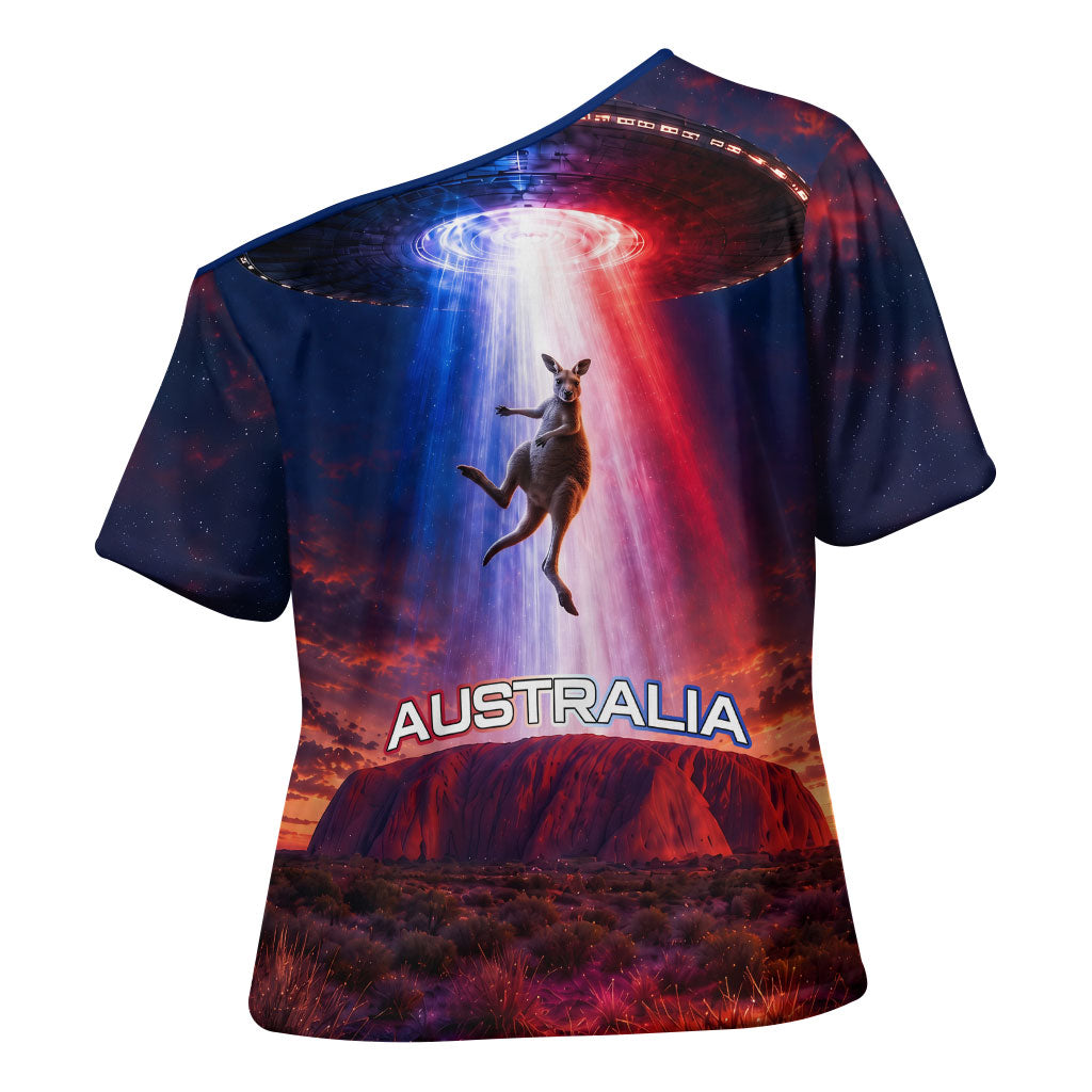 Australia Koala And Kangaroo UFO Cross Shoulder Shirt Sci-Fi Galaxy Opera House And Uluru