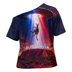 Australia Koala And Kangaroo UFO Cross Shoulder Shirt Sci-Fi Galaxy Opera House And Uluru