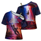Australia Koala And Kangaroo UFO Cross Shoulder Shirt Sci-Fi Galaxy Opera House And Uluru