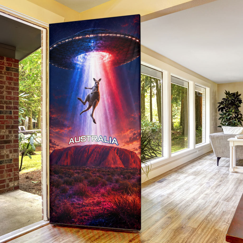 Australia Koala And Kangaroo UFO Door Cover Sci-Fi Galaxy Opera House And Uluru