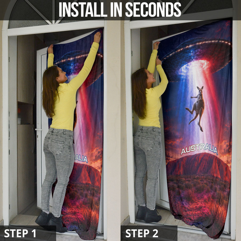 Australia Koala And Kangaroo UFO Door Cover Sci-Fi Galaxy Opera House And Uluru