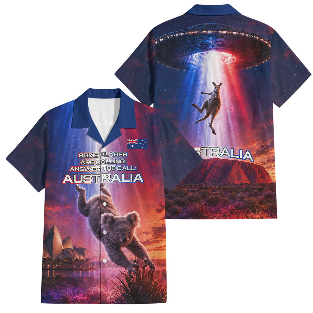 Australia Koala And Kangaroo UFO Family Matching Long Sleeve Bodycon Dress and Hawaiian Shirt Sci-Fi Galaxy Opera House And Uluru