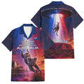 Australia Koala And Kangaroo UFO Family Matching Puletasi and Hawaiian Shirt Sci-Fi Galaxy Opera House And Uluru