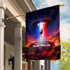 Australia Koala And Kangaroo UFO Garden Flag Sci-Fi Galaxy Opera House And Uluru