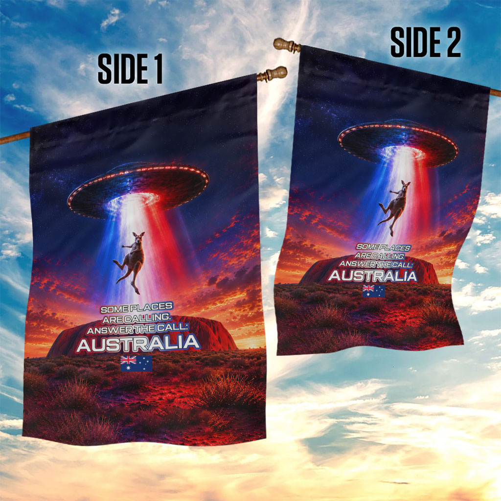 Australia Koala And Kangaroo UFO Garden Flag Sci-Fi Galaxy Opera House And Uluru