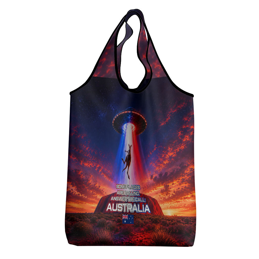 Australia Koala And Kangaroo UFO Grocery Bag Sci-Fi Galaxy Opera House And Uluru