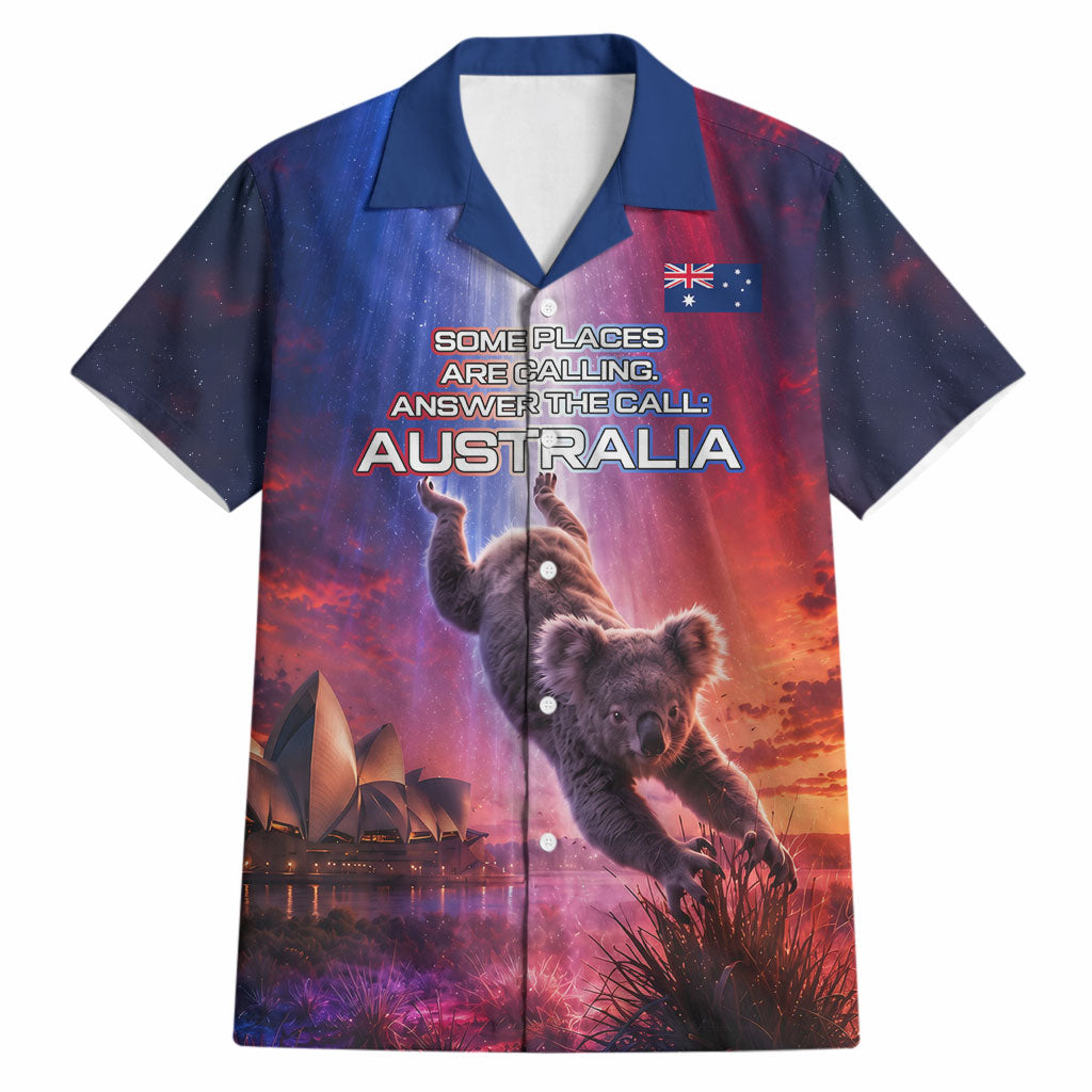 Australia Koala And Kangaroo UFO Hawaiian Shirt Sci-Fi Galaxy Opera House And Uluru