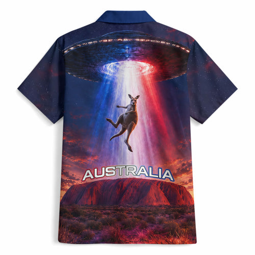 Australia Koala And Kangaroo UFO Hawaiian Shirt Sci-Fi Galaxy Opera House And Uluru