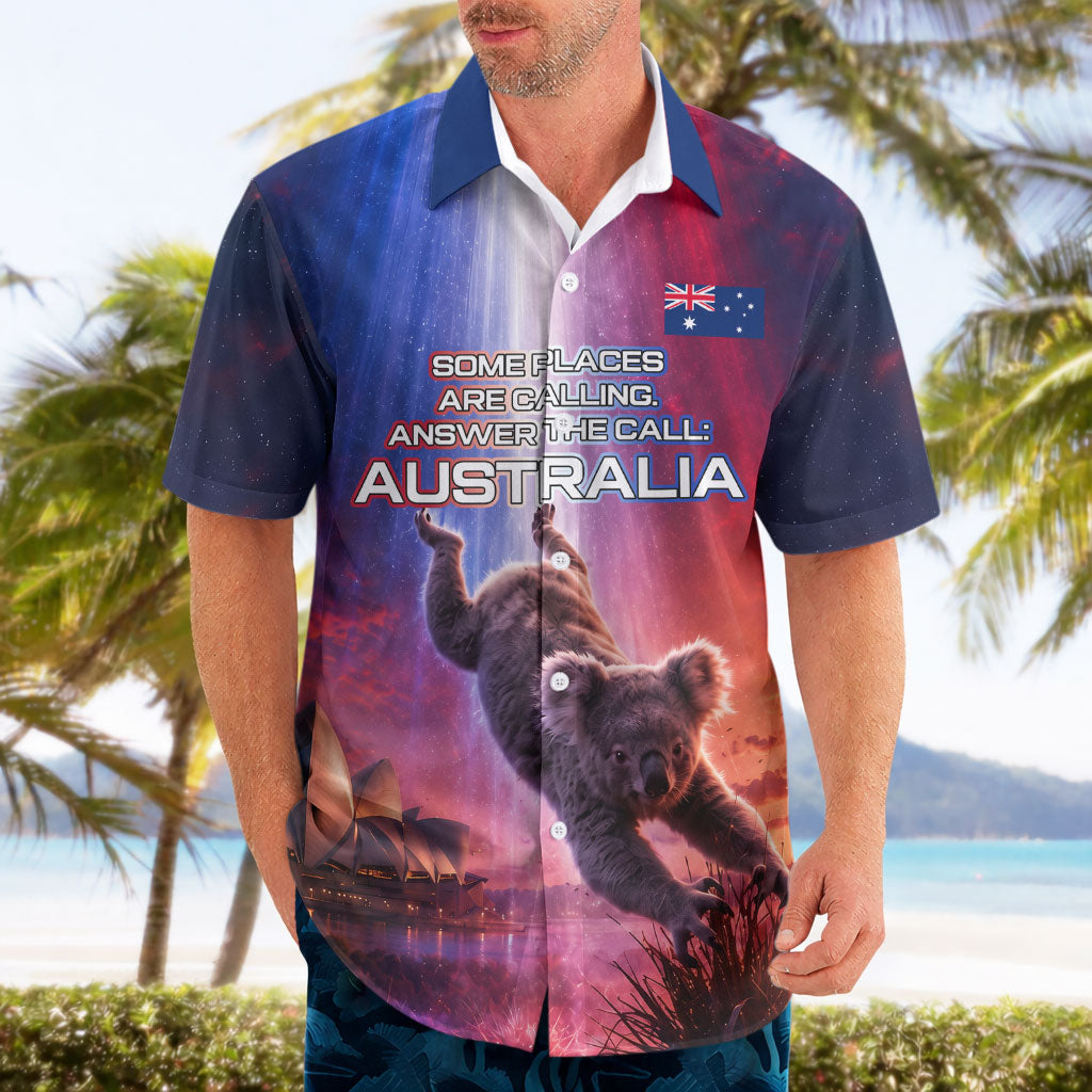 Australia Koala And Kangaroo UFO Hawaiian Shirt Sci-Fi Galaxy Opera House And Uluru