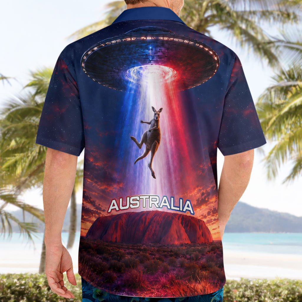Australia Koala And Kangaroo UFO Hawaiian Shirt Sci-Fi Galaxy Opera House And Uluru