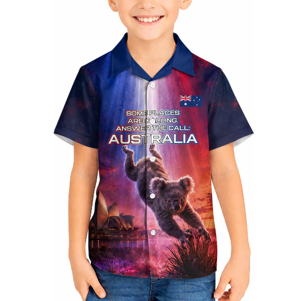 Australia Koala And Kangaroo UFO Hawaiian Shirt Sci-Fi Galaxy Opera House And Uluru