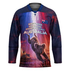Australia Koala And Kangaroo UFO Hockey Jersey Sci-Fi Galaxy Opera House And Uluru