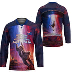Australia Koala And Kangaroo UFO Hockey Jersey Sci-Fi Galaxy Opera House And Uluru