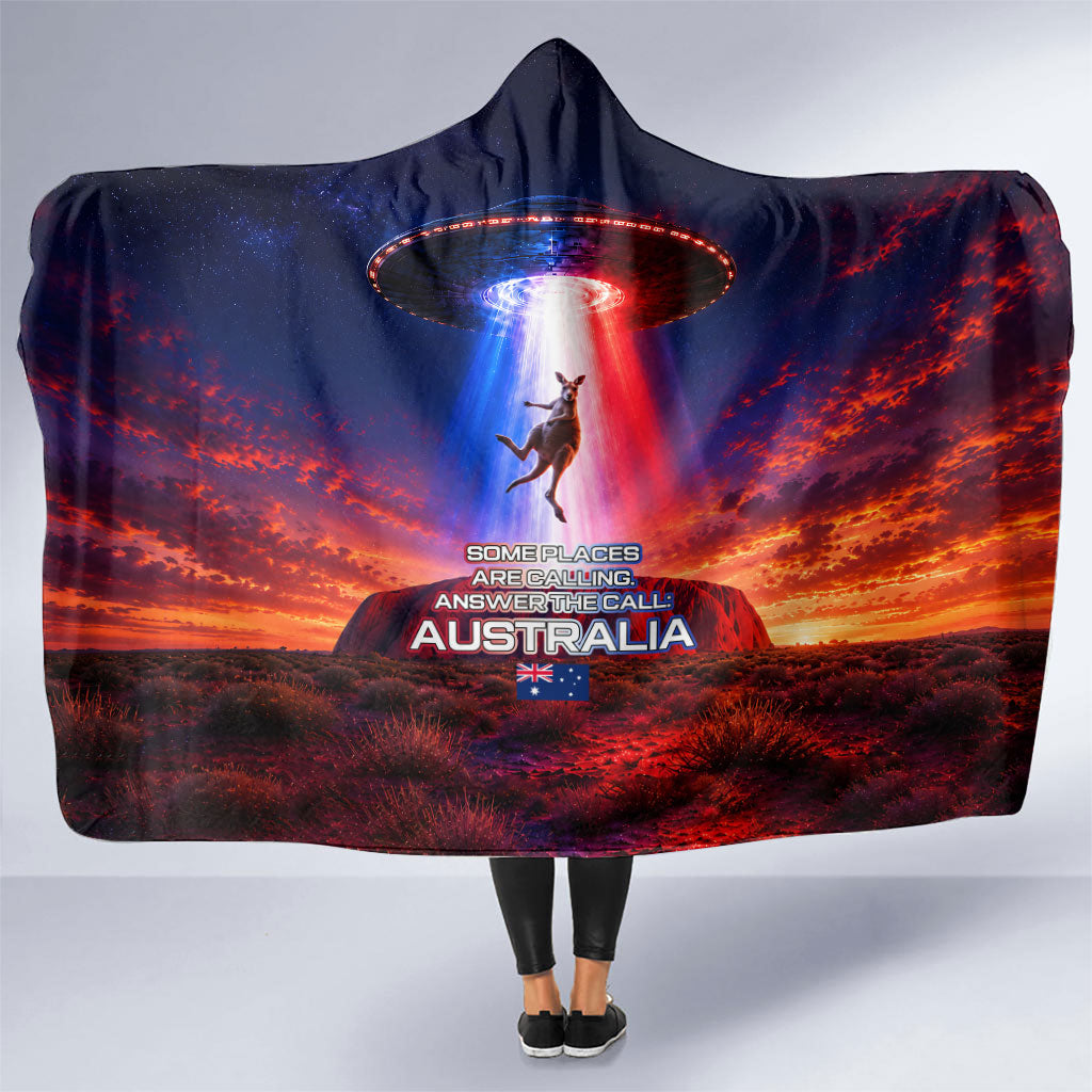 Australia Koala And Kangaroo UFO Hooded Blanket Sci-Fi Galaxy Opera House And Uluru