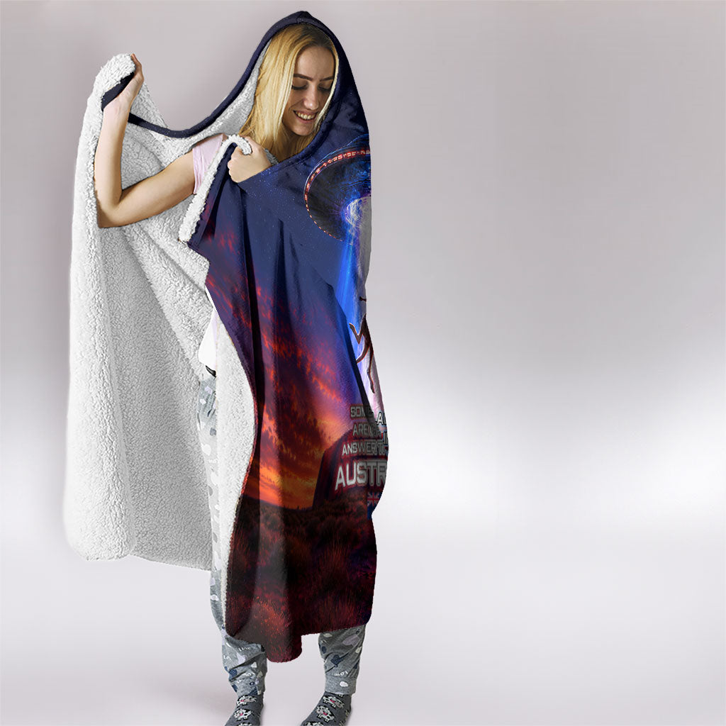 Australia Koala And Kangaroo UFO Hooded Blanket Sci-Fi Galaxy Opera House And Uluru