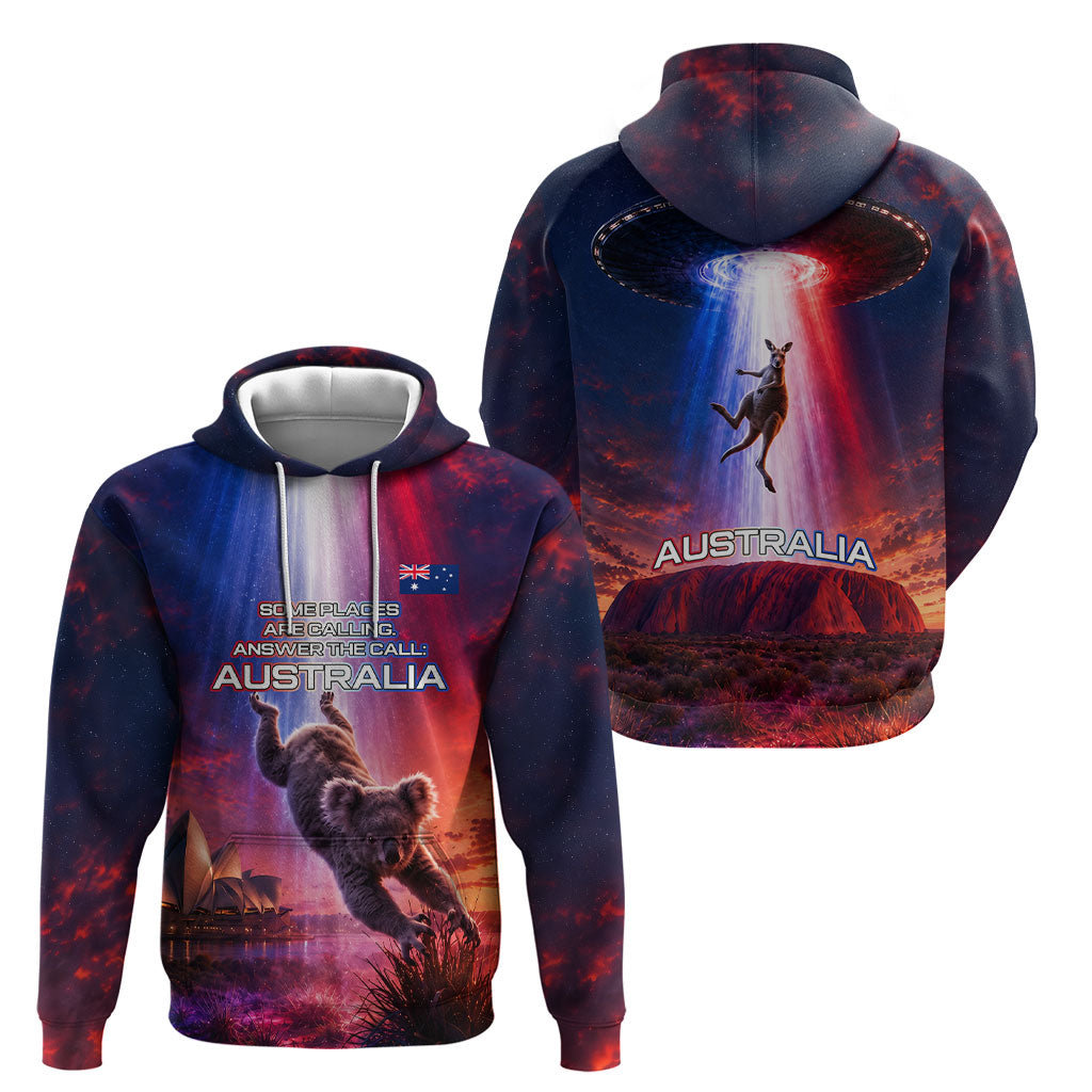 Australia Koala And Kangaroo UFO Hoodie Sci-Fi Galaxy Opera House And Uluru