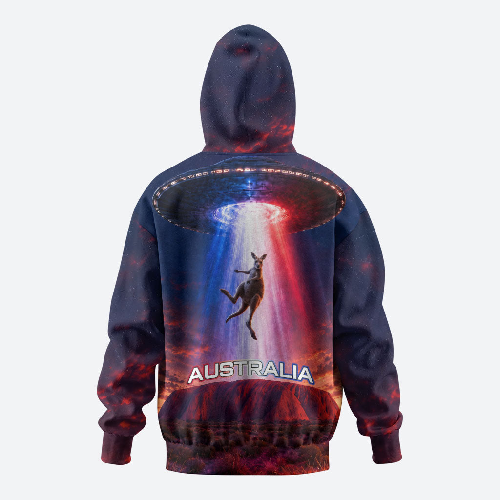 Australia Koala And Kangaroo UFO Hoodie Sci-Fi Galaxy Opera House And Uluru