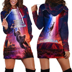 Australia Koala And Kangaroo UFO Hoodie Dress Sci-Fi Galaxy Opera House And Uluru