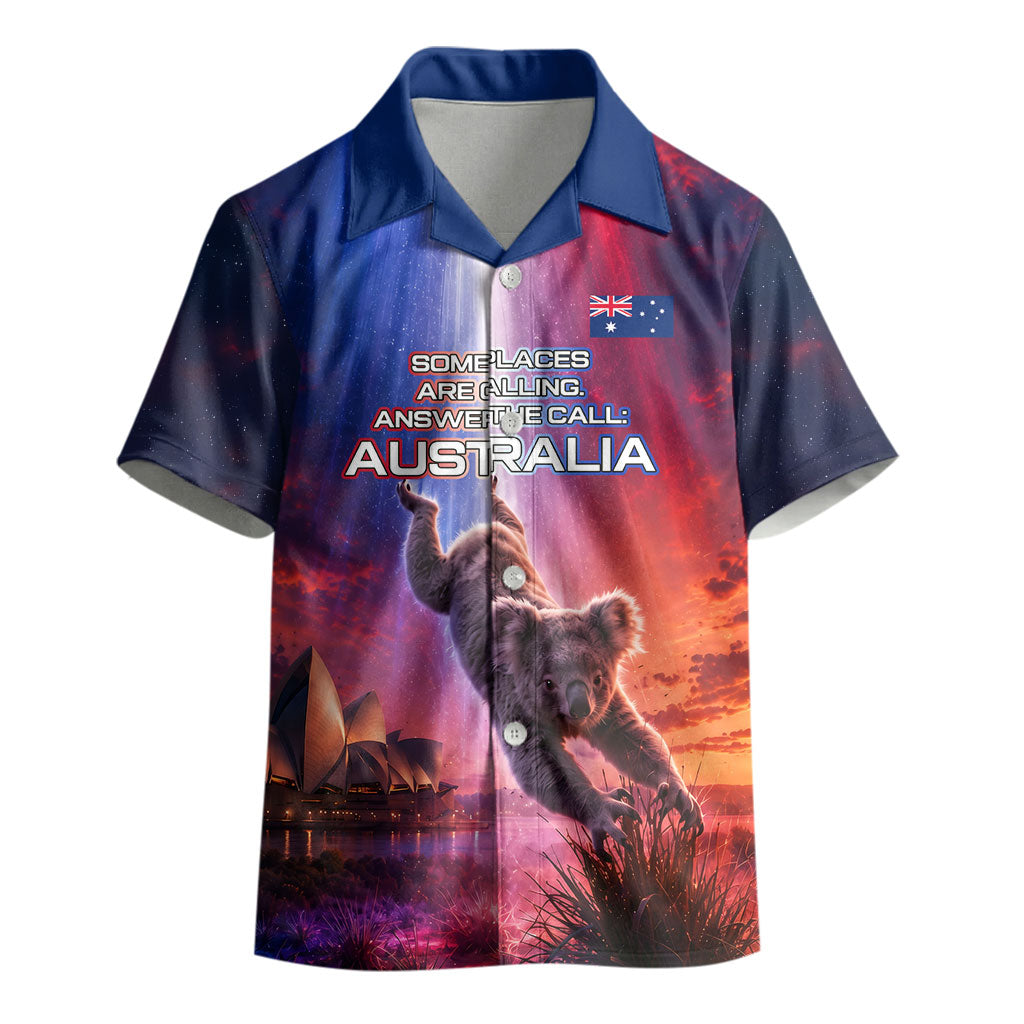Australia Koala And Kangaroo UFO Kid Hawaiian Shirt Sci-Fi Galaxy Opera House And Uluru