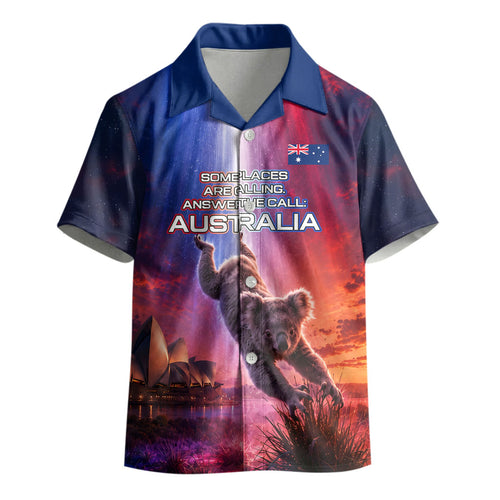 Australia Koala And Kangaroo UFO Kid Hawaiian Shirt Sci-Fi Galaxy Opera House And Uluru