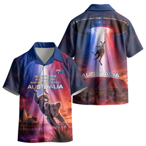 Australia Koala And Kangaroo UFO Kid Hawaiian Shirt Sci-Fi Galaxy Opera House And Uluru
