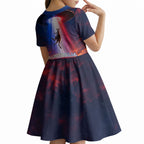 Australia Koala And Kangaroo UFO Kid Short Sleeve Dress Sci-Fi Galaxy Opera House And Uluru