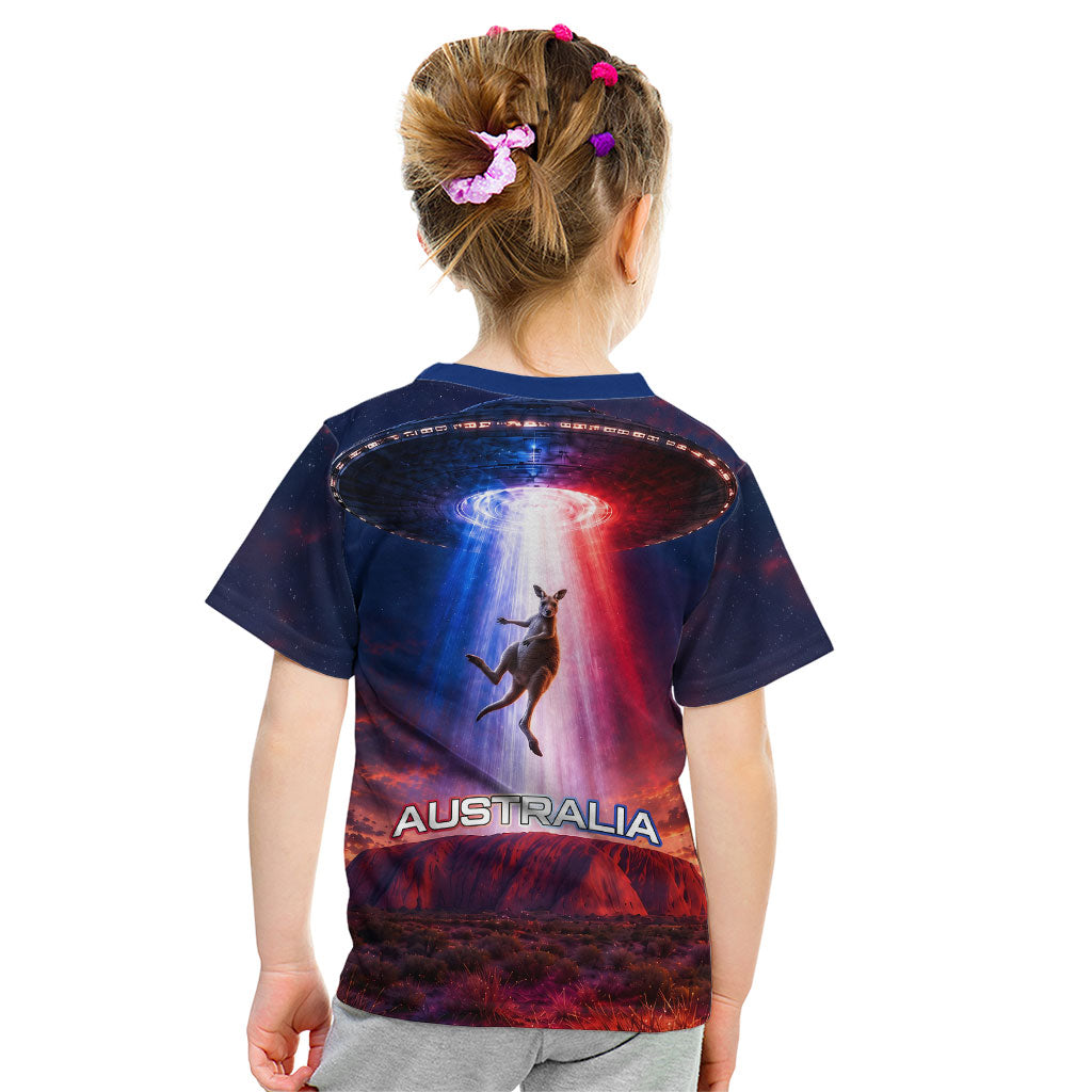 Australia Koala And Kangaroo UFO Kid T Shirt Sci-Fi Galaxy Opera House And Uluru