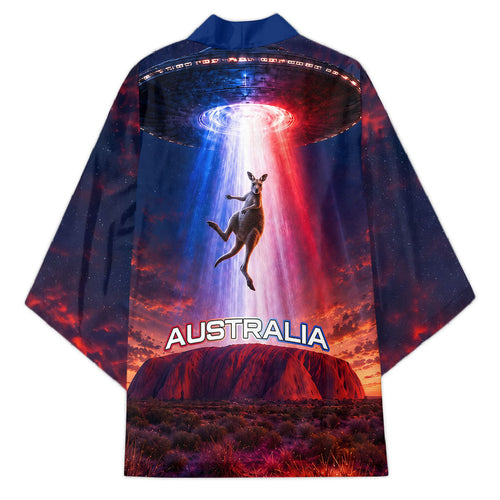 Australia Koala And Kangaroo UFO Kimono Sci-Fi Galaxy Opera House And Uluru