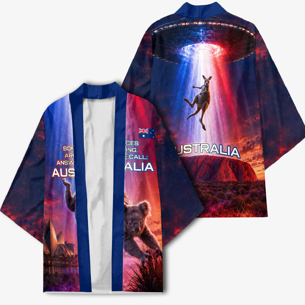 Australia Koala And Kangaroo UFO Kimono Sci-Fi Galaxy Opera House And Uluru