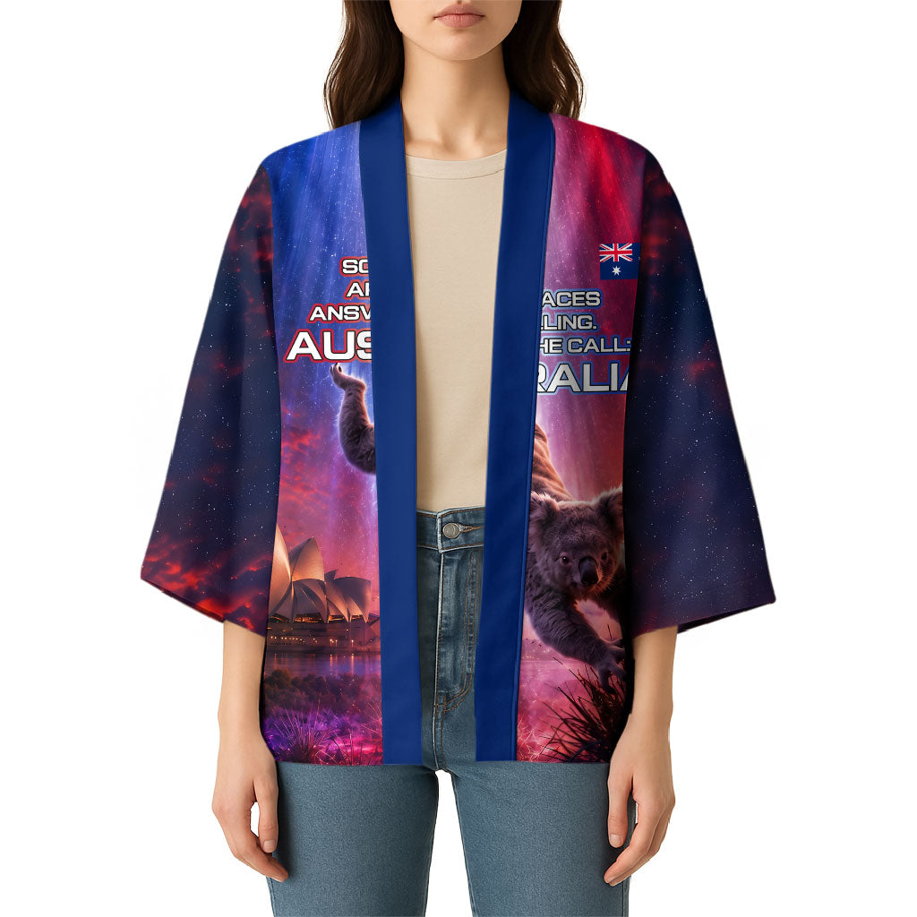 Australia Koala And Kangaroo UFO Kimono Sci-Fi Galaxy Opera House And Uluru