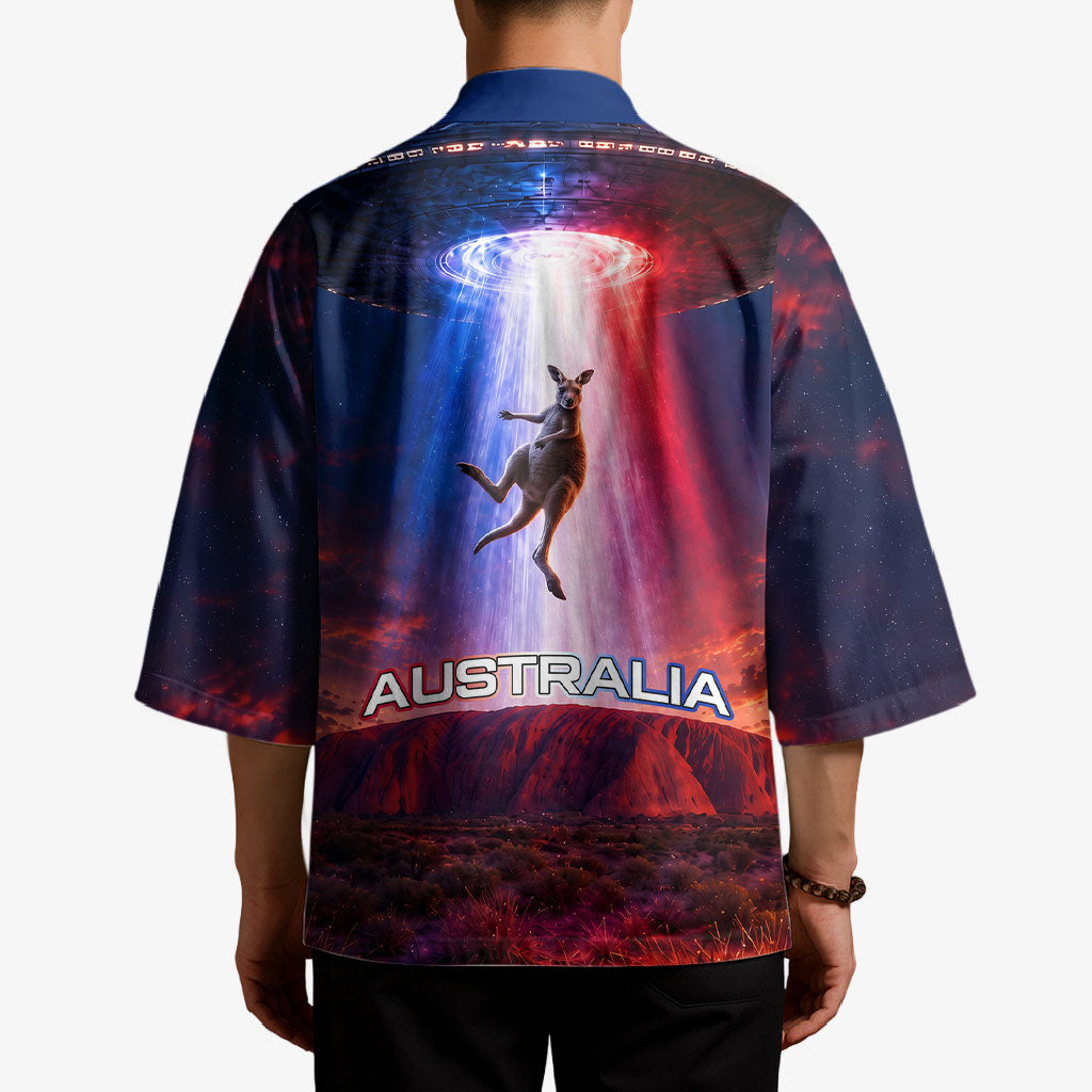 Australia Koala And Kangaroo UFO Kimono Sci-Fi Galaxy Opera House And Uluru