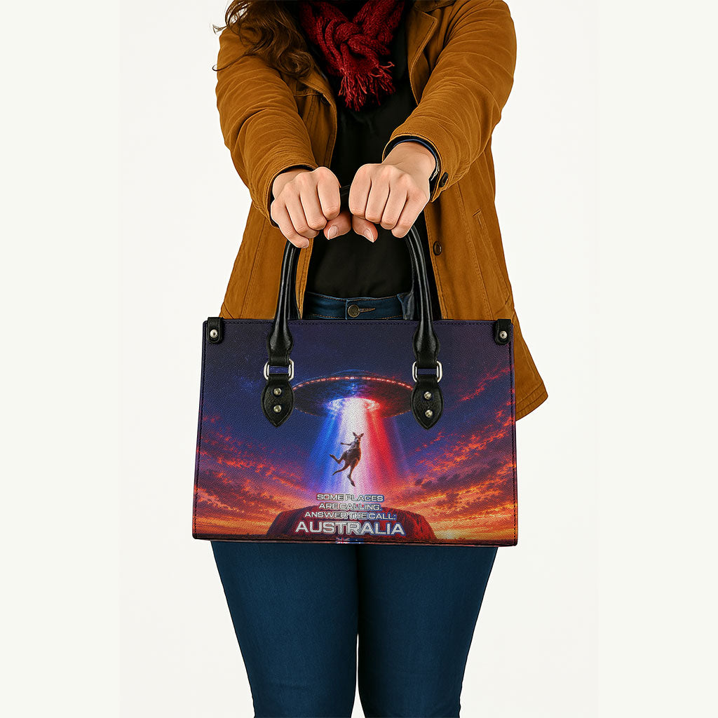 Australia Koala And Kangaroo UFO Leather Bag Sci-Fi Galaxy Opera House And Uluru