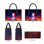 Australia Koala And Kangaroo UFO Leather Bag Sci-Fi Galaxy Opera House And Uluru