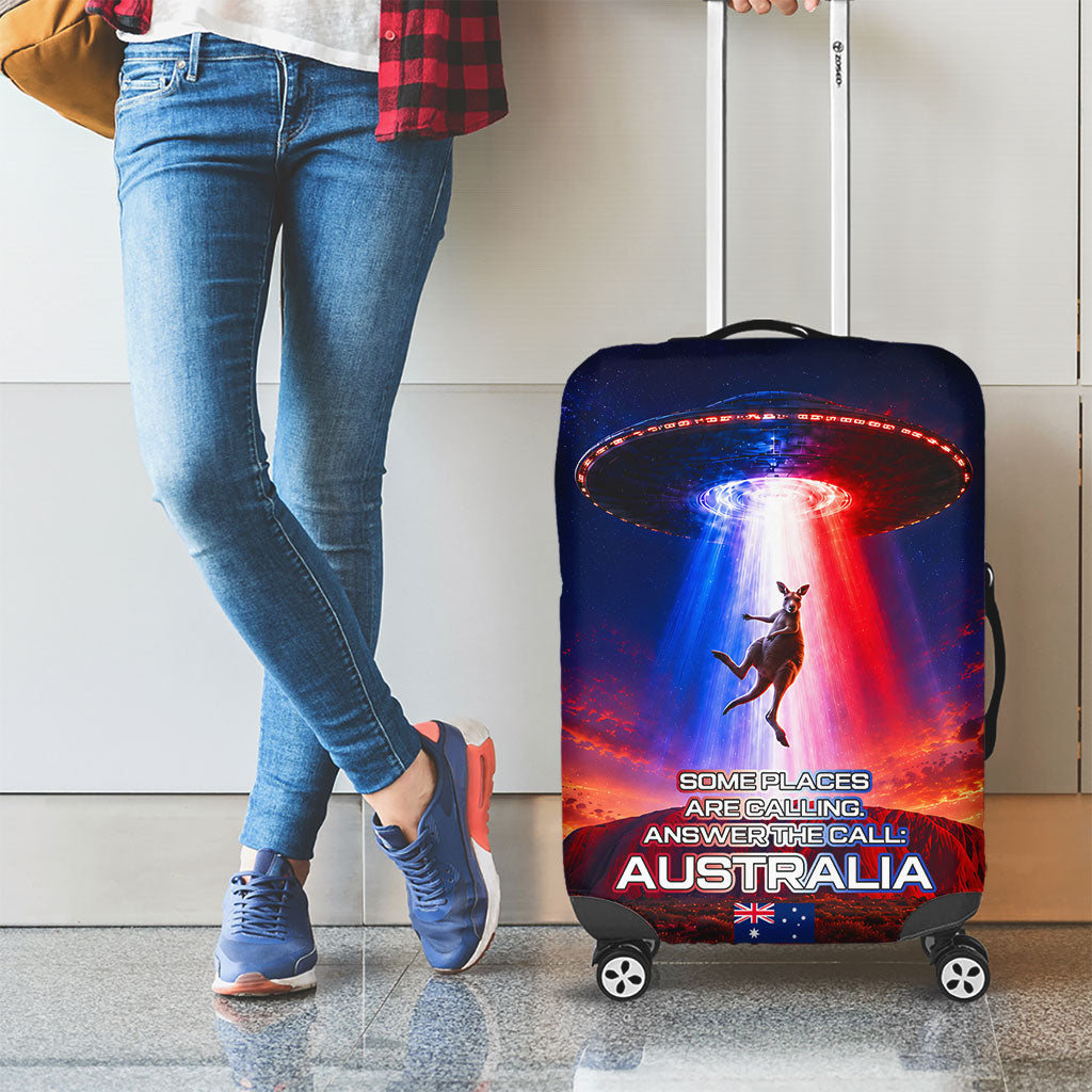 Australia Koala And Kangaroo UFO Luggage Cover Sci-Fi Galaxy Opera House And Uluru