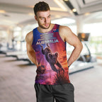 Australia Koala And Kangaroo UFO Men Tank Top Sci-Fi Galaxy Opera House And Uluru