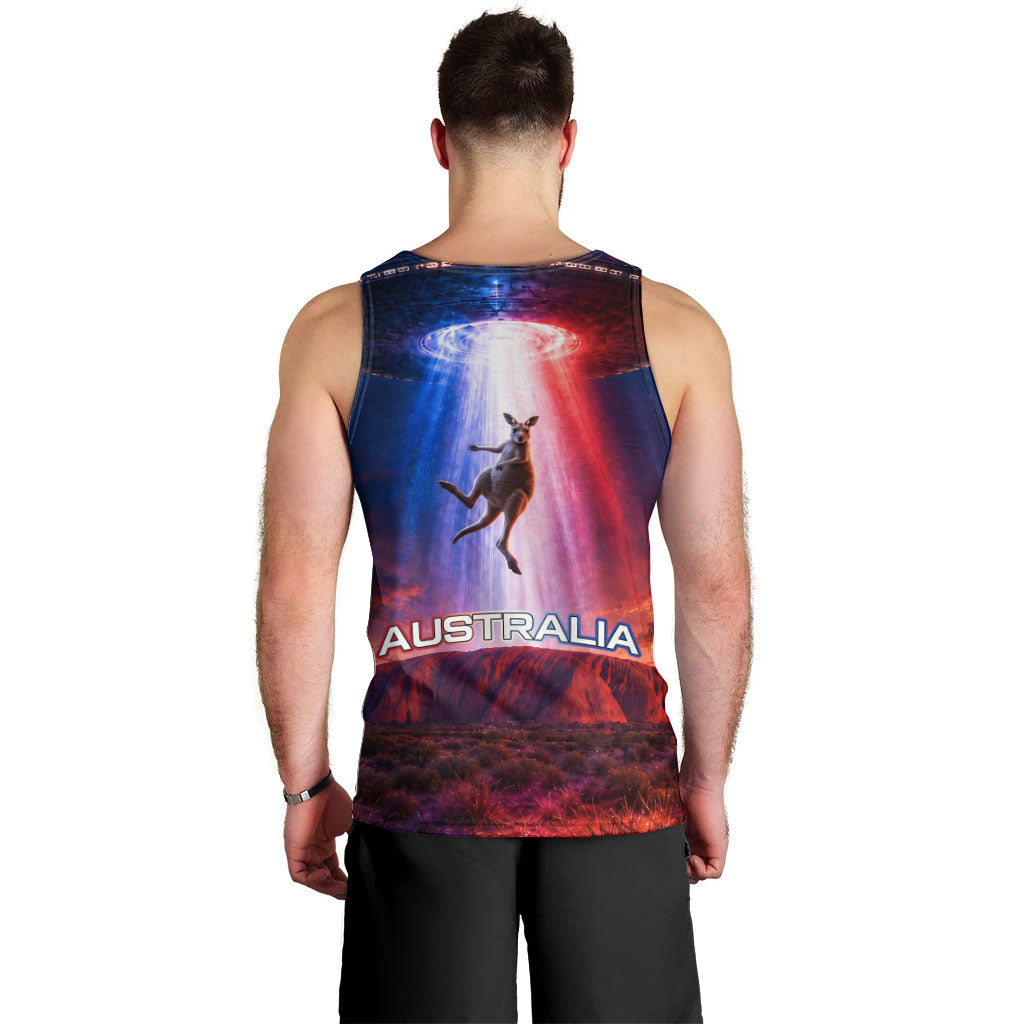 Australia Koala And Kangaroo UFO Men Tank Top Sci-Fi Galaxy Opera House And Uluru