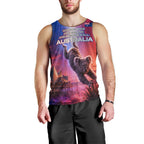 Australia Koala And Kangaroo UFO Men Tank Top Sci-Fi Galaxy Opera House And Uluru