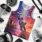 Australia Koala And Kangaroo UFO Men Tank Top Sci-Fi Galaxy Opera House And Uluru