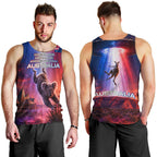 Australia Koala And Kangaroo UFO Men Tank Top Sci-Fi Galaxy Opera House And Uluru