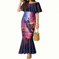 Australia Koala And Kangaroo UFO Mermaid Dress Sci-Fi Galaxy Opera House And Uluru