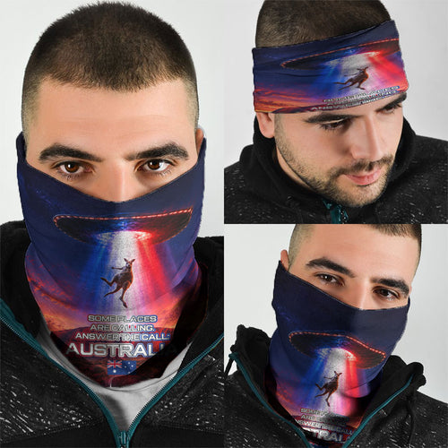 Australia Koala And Kangaroo UFO Neck Gaiter Sci-Fi Galaxy Opera House And Uluru