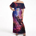 Australia Koala And Kangaroo UFO Off Shoulder Maxi Dress Sci-Fi Galaxy Opera House And Uluru
