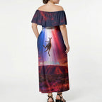 Australia Koala And Kangaroo UFO Off Shoulder Maxi Dress Sci-Fi Galaxy Opera House And Uluru