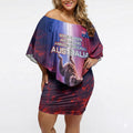 Australia Koala And Kangaroo UFO Off Shoulder Short Dress Sci-Fi Galaxy Opera House And Uluru
